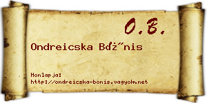 Ondreicska Bónis névjegykártya